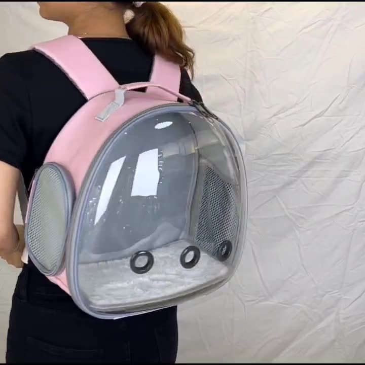 Small Animal Travel Backpack – Transparent Pet Carrier for Rabbits, Ferrets & Hamsters