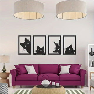 Stylish Black Cat Metal Wall Decor – Modern Minimalist Home Wall Art Accent