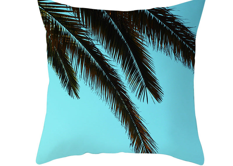 Light Tropical Plants Peach Skin Fleece Pillowcase – Soft Home Decor Cushion Cover