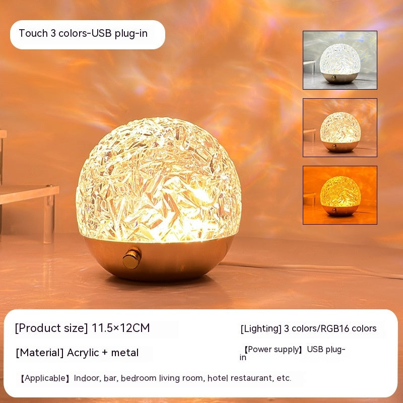 Aesthetic Crystal Night Light Projector – Water Ripple Lamp for Cozy Bedroom Ambiance