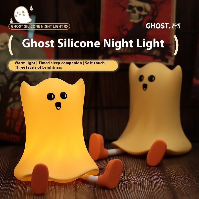 Halloween LED Ghost Lamp – Soft Silicone Night Light for Kids Room & Party Decor