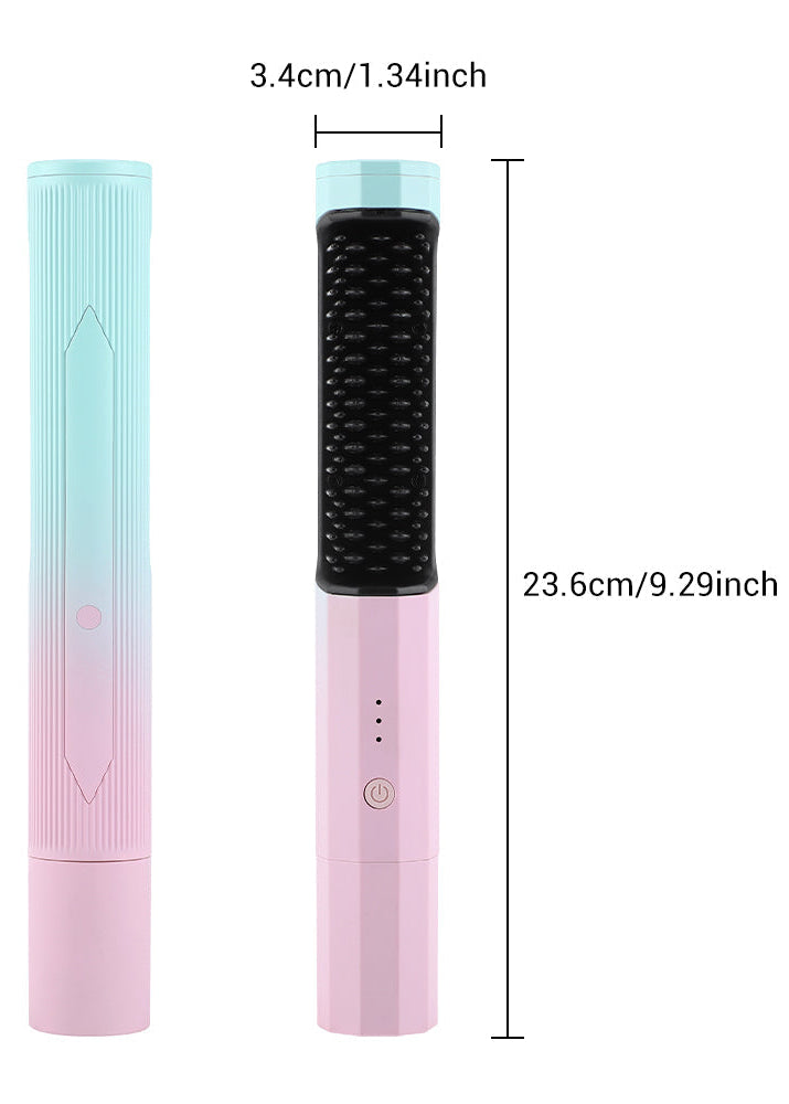 Travel Hair Styling Tool – Wireless Straightening Comb & Curling Iron