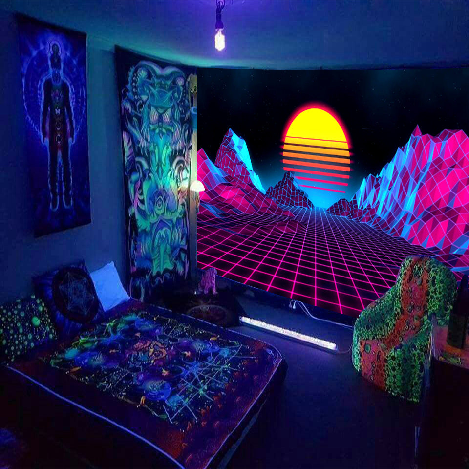 Fluorescent Wall Tapestry – Game Room & Dorm Room Hanging Decor
