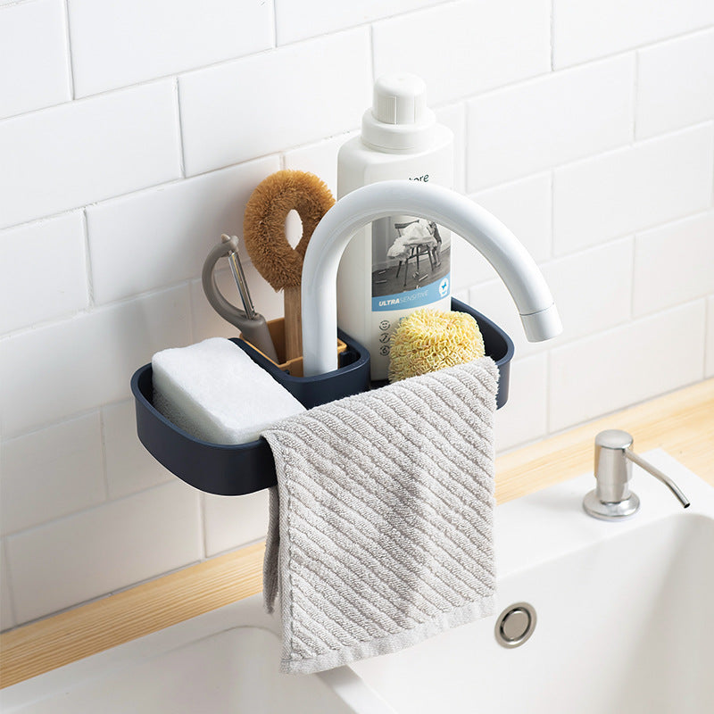 Kitchen Sink Faucet Holder – Space-Saving Sponge & Soap Drain Rack Organizer