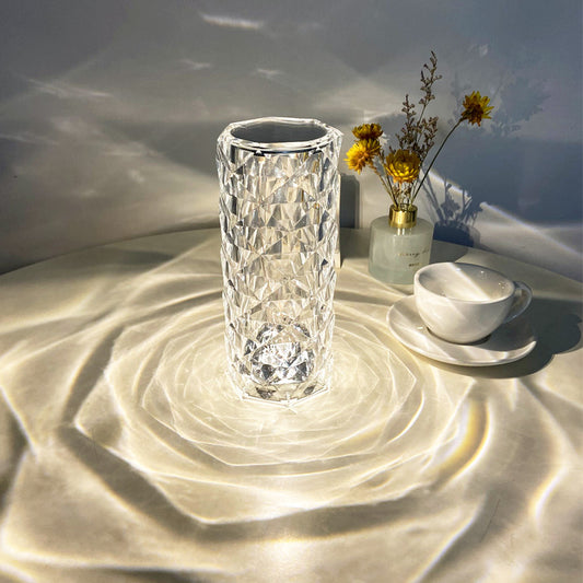 Romantic Rose LED Night Light – Diamond Crystal Projection Lamp for Bedroom & Home Decor