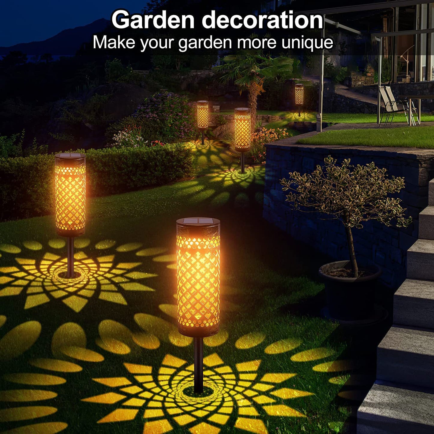 Solar Garden Lights Waterproof – Metal Outdoor Lawn Lamps