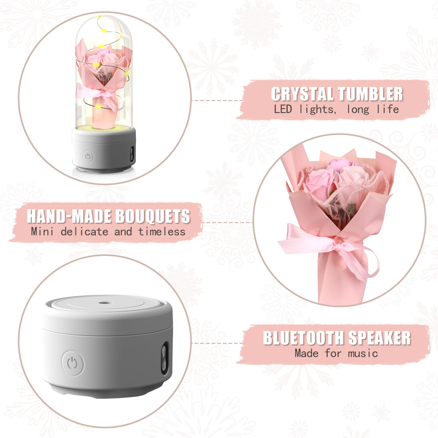 LED Rose Night Lamp Bluetooth Speaker – Elegant Romantic Gift for Mother’s Day & Bedroom Decor