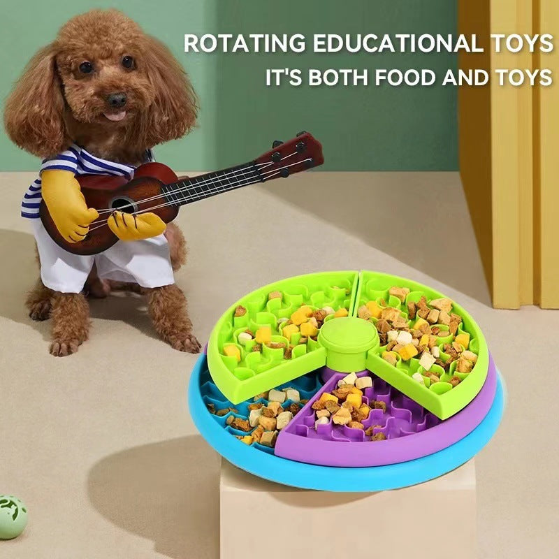 Anti-Choke Cat & Dog Slow Food Bowl – Rotating Puzzle Game Pet Feeder