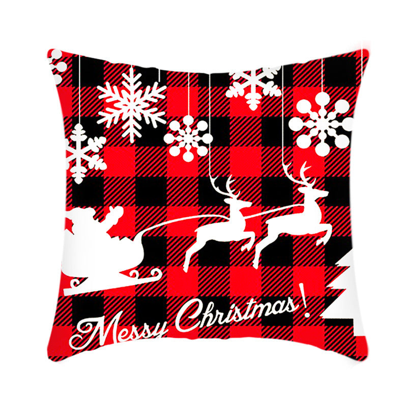 Christmas Decorative Cushion Cover Elk Santa Claus | Festive Sofa Pillow Xmas Home Decor