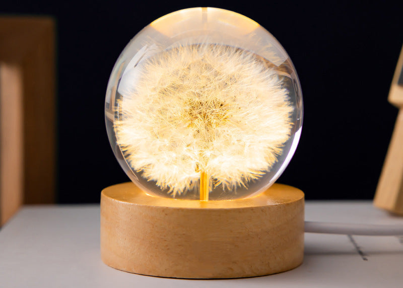 Crystal Ball Flower Night Lamp – LED Ambient Light for Bedroom