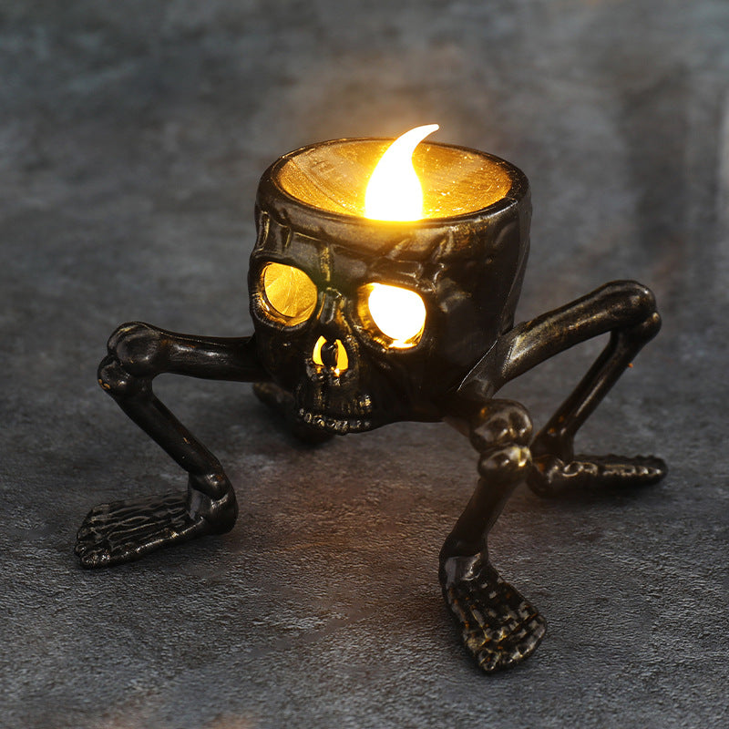 Halloween Candle Lantern Skull Hand Prop – Outdoor Yard Horror Decor Light