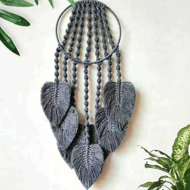 Boho Woven Leaves Tapestry Wall Hanging – Aesthetic Nature Inspired Home Decor