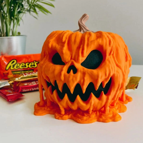 Melting Pumpkin Candy Dish with Lid – Reusable Halloween Decor