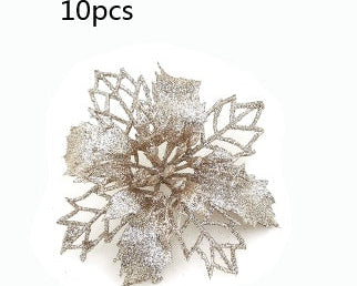 Christmas Glitter Fake Flowers – Festive Tree Decorations for Home & Party Setup