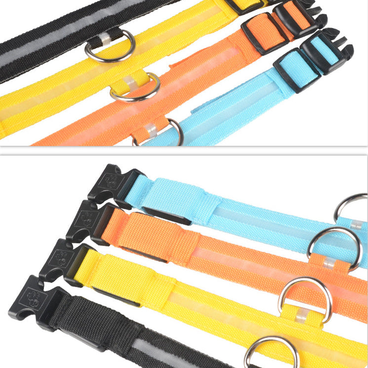 Adjustable LED Dog Collar – Bright Glowing Pet Collar for Night Walk Safety & Visibility