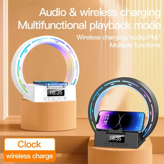 Smart Bedside Light with Speaker – Wireless Charger, Alarm Clock & LED Lamp