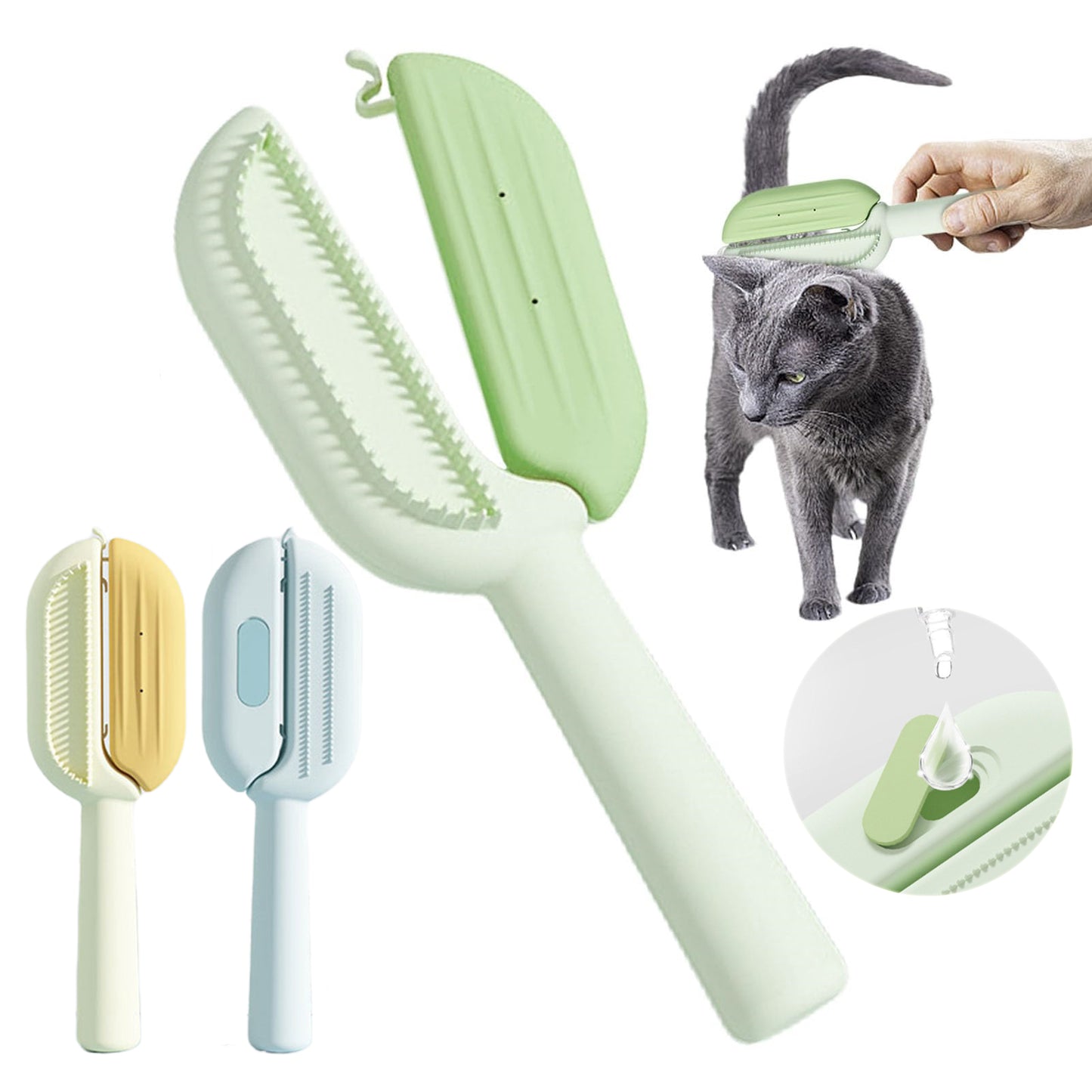 Self Cleaning Dog Cat Brush 3 in 1 Pet Grooming Tool Hair Removal Massage Comb With Water Tank