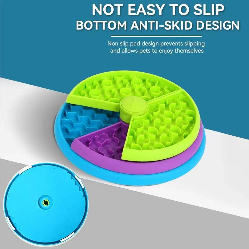 Anti-Choke Cat & Dog Slow Food Bowl – Rotating Puzzle Game Pet Feeder