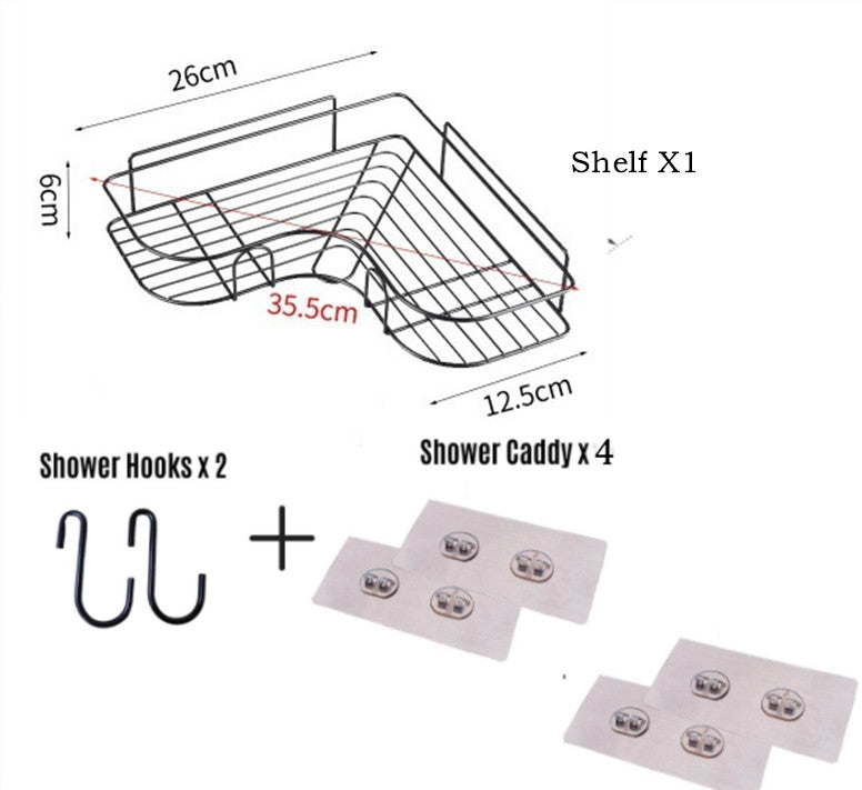 Easy Install Corner Shelf Rack – No-Drill Bathroom & Kitchen Wall Storage Organizer