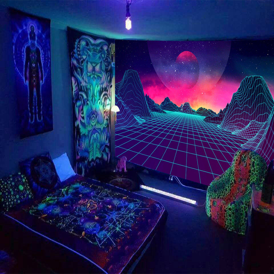 Fluorescent Wall Tapestry – Game Room & Dorm Room Hanging Decor