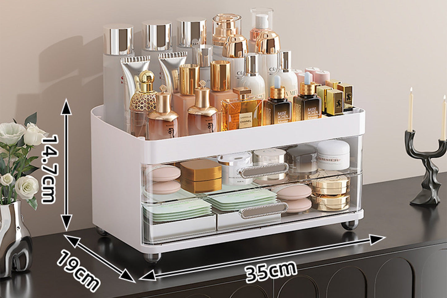 Versatile 2 Drawer Cosmetic Organizer – Bathroom, Vanity & Office Supplies Storage