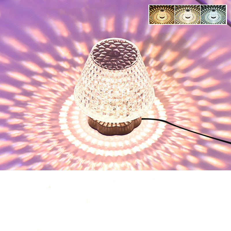 Luxury Touch Control Crystal Lamp – USB Dimmable LED Bedside Light for Home Decor