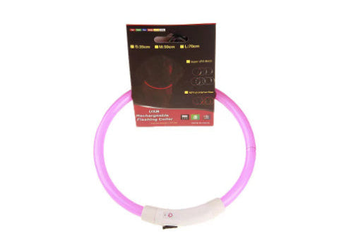 USB Rechargeable LED Pet Collar – Flashing Glowing Dog Necklace for Safe Night Walks