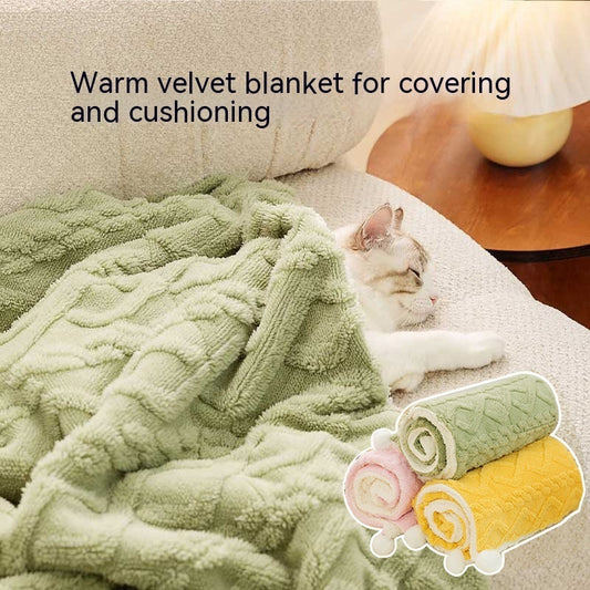 Luxury Plush Cat Blanket – Soft Warm Pet Throw for Couch & Bed