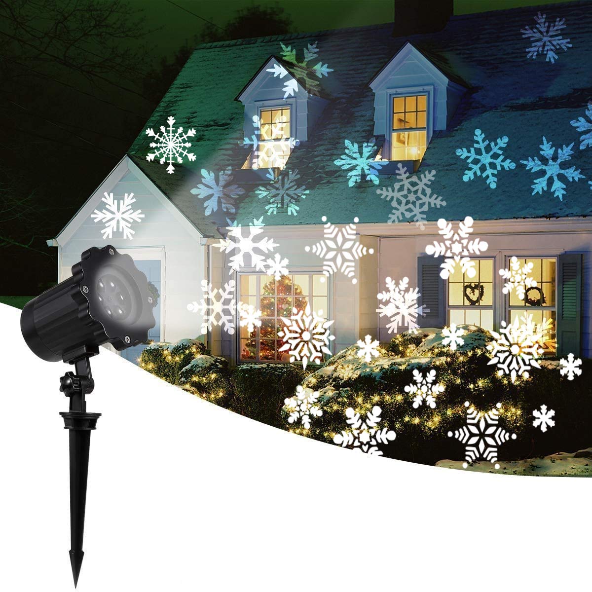 Snowflake LED Laser Projector – Moving Snowfall Light for Christmas, Party & Outdoor Decor