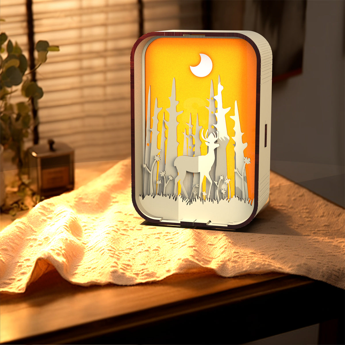 Wood Carving Bedside Night Light – Minimalist LED Table Lamp for Bedroom & Home Decor