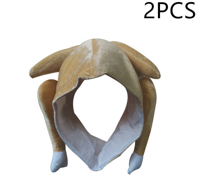 Funny Plush Roasted Turkey Hat – Thanksgiving Novelty Costume Party Hat