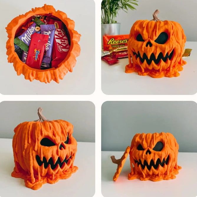 Melting Pumpkin Candy Dish with Lid – Reusable Halloween Decor