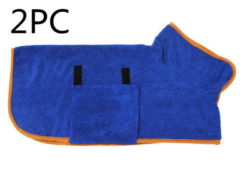 Pet Bath Drying Robe Wrap – Microfiber Absorbent Dog & Cat Towel Coat