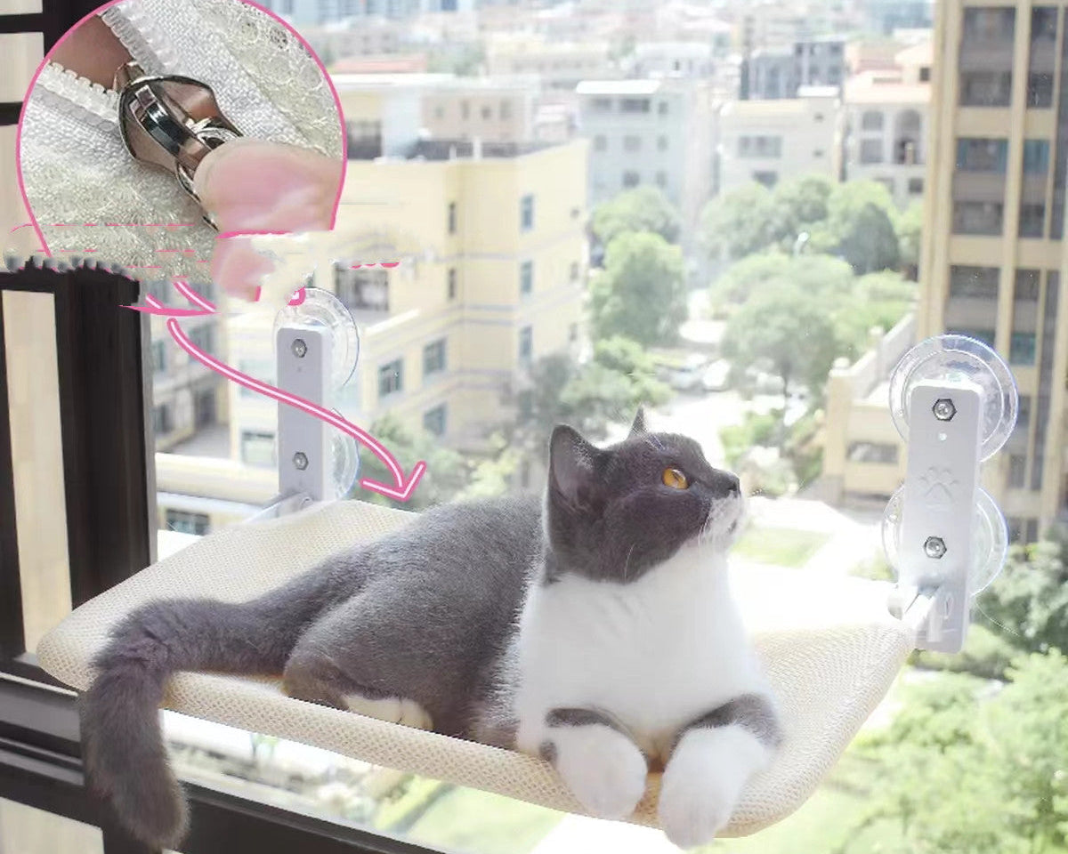 Cat Window Hammock Suction Cup Bed – Space Saving Sunbathing Perch for Indoor Cats