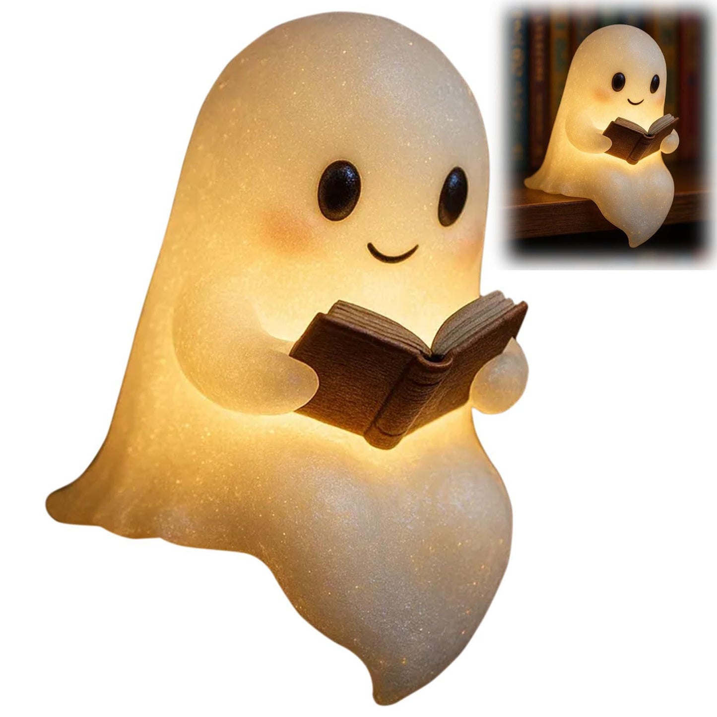 Halloween LED Ghost Night Light – Cute Kids Bedside Lamp Warm Ambient Light