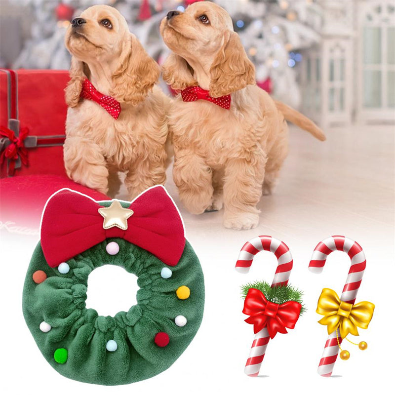 Christmas Pet Neck Scarf with Bow Knot – Party Dog Cat Accessory