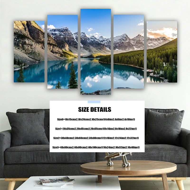 Scenic Mountain Lake Canvas Wall Art 5 Piece Set Modern Wall Decor