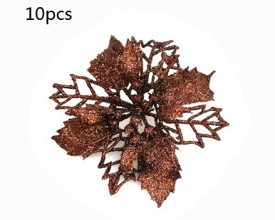Christmas Glitter Fake Flowers – Festive Tree Decorations for Home & Party Setup