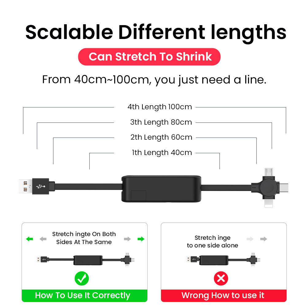 Portable 4 in 1 USB Charging Cable –  Travel Organizer Charger
