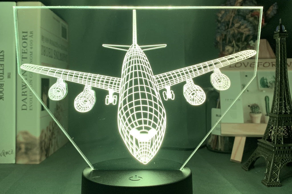 Custom Name LED Night Light – 3D Airplane Lamp for Kids Bedroom