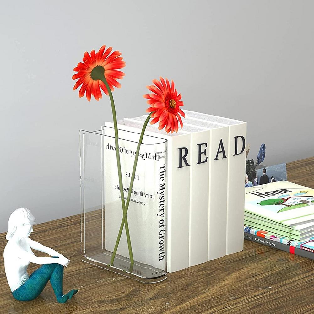 Creative Transparent Flower Vase – Clear Book Style Modern Home Decor Vase