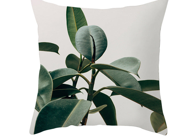 Light Tropical Plants Peach Skin Fleece Pillowcase – Soft Home Decor Cushion Cover