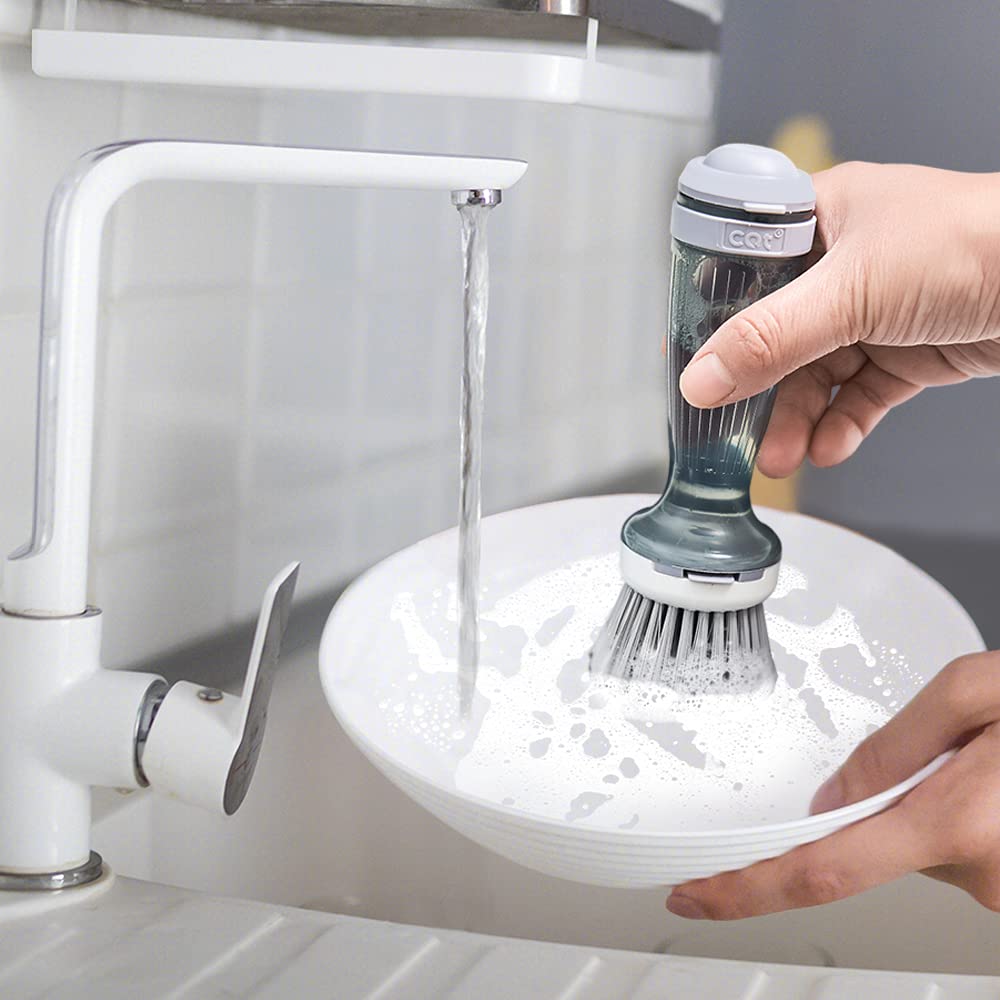 Pot & Dish Scrub Brush – Soap Dispenser Cleaning Tool for Kitchen