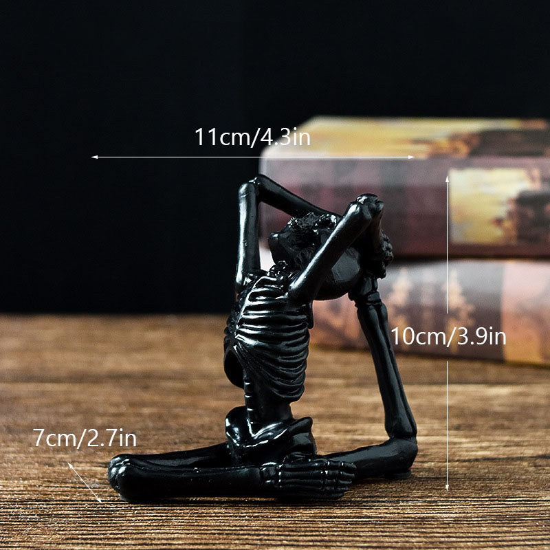 Creepy Skull Skeleton Yoga Resin Figure – Halloween Desktop Horror Decoration