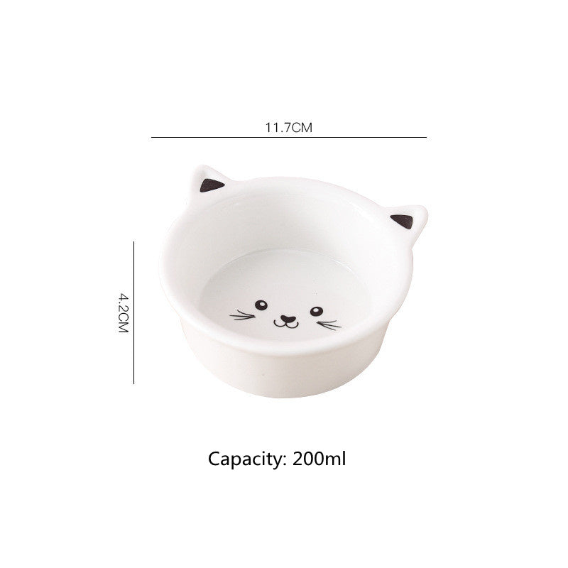 Anti-Slip Ceramic Cat Face Bowl – Cute Pet Food & Water Dish for Cats and Dogs