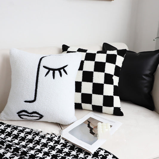 Modern Decor Pillow – Black and White Checkerboard Sofa Cushion