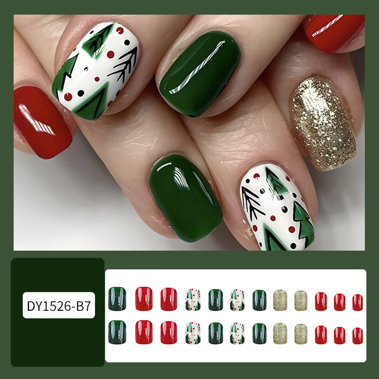 Luxury Christmas Press On Nails 24 pcs Set – Festive Snowflake Fake Nails