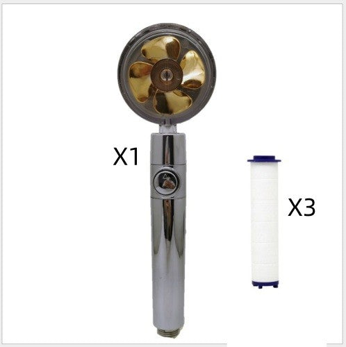 Strong Pressure Shower Head – Turbo Propeller Water Saving Handheld Spray
