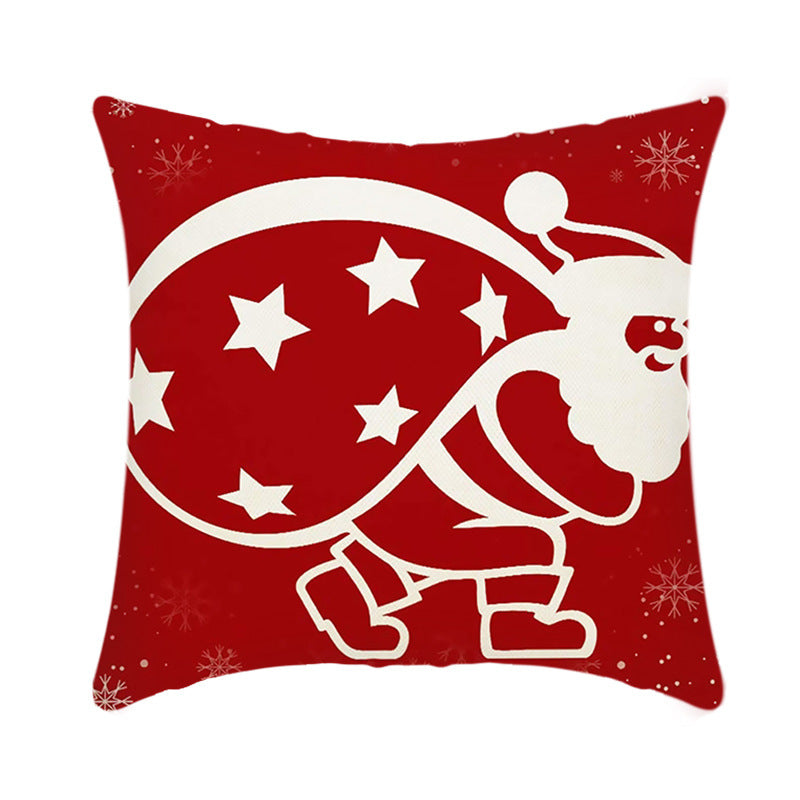 Christmas Decorative Cushion Cover Elk Santa Claus | Festive Sofa Pillow Xmas Home Decor