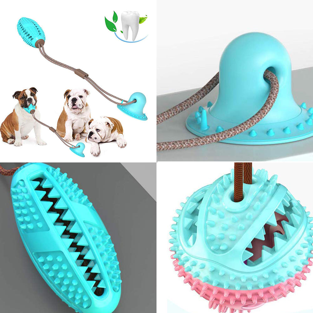 Interactive Dog Tug Toy with Suction Cup – Teeth Cleaning Chew Ball for Aggressive Chewers